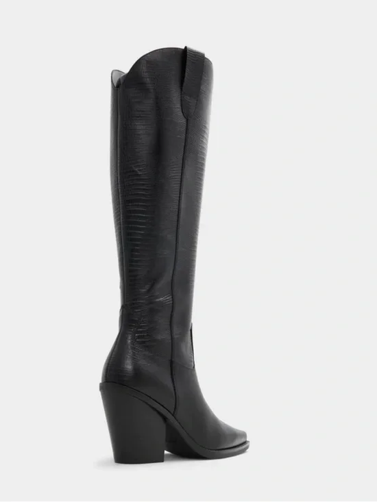 Aldo Women's Black Textured Knee-High Heeled Boot - Picture 2 of 11